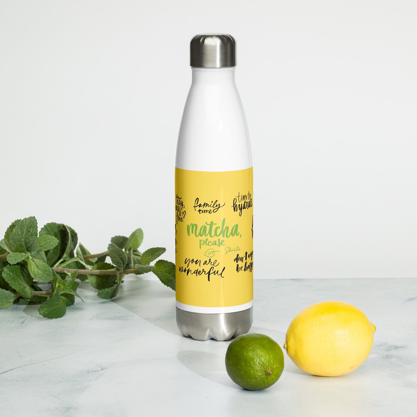 Matcha Please Stainless Steel Water Bottle